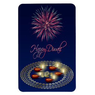 Happy Diwali Ganesha Rangoli - Flexibles Magnet