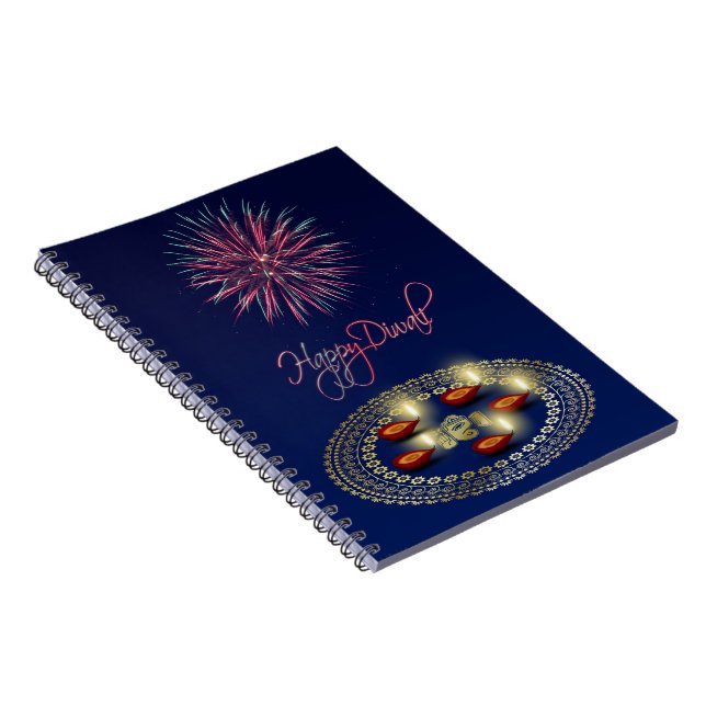 Happy Diwali Ganesha Rangoli - Notebook Notizblock (Rechte Seite)