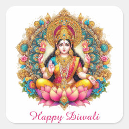 Happy Diwali Goddess Lakshmi Festival of Light Quadratischer Aufkleber