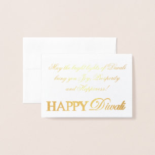 Happy Diwali Gold Foil Elegante Typografie Folienkarte