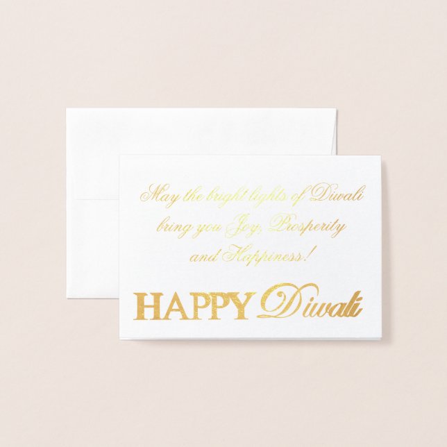 Happy Diwali Gold Foil Elegante Typografie Folienkarte (Vorderseite mit Umschlag)