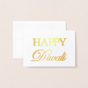Happy Diwali Gold Foil Elegante Typografie Folienkarte