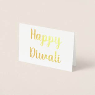 Happy Diwali Gold Foil Elegante Typografie Folienkarte