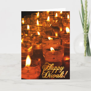 Happy Diwali Golden Typografy Candles Lights Karte