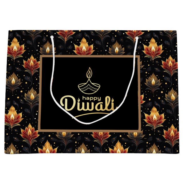Happy Diwali Große Geschenktüte (Vorderseite)