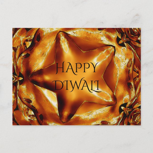 Happy Diwali Gruß Gold Kupfer Shiny Star Postkarte (Vorderseite)