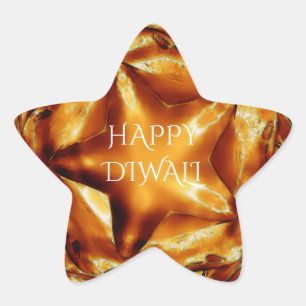 Happy Diwali Gruß Gold Kupfer Shiny Star Stern-Aufkleber