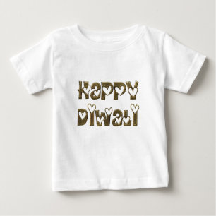 Happy Diwali Gruß Niedlich Hearts Typografie Baby T-shirt