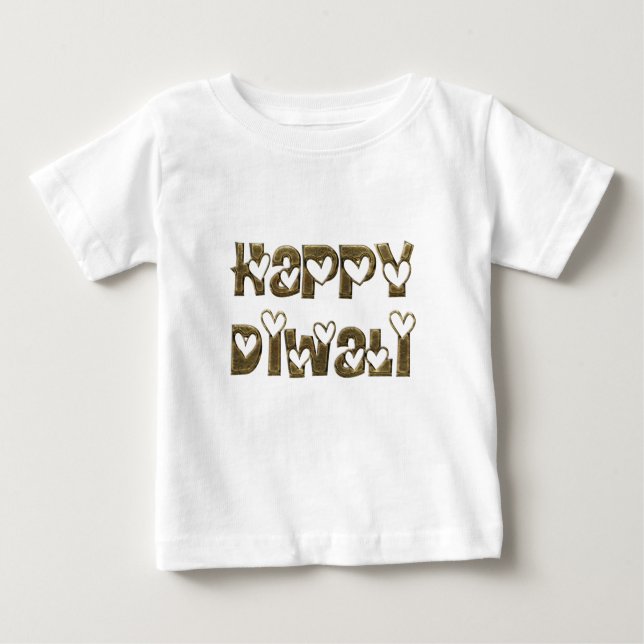 Happy Diwali Gruß Niedlich Hearts Typografie Baby T-shirt (Vorderseite)