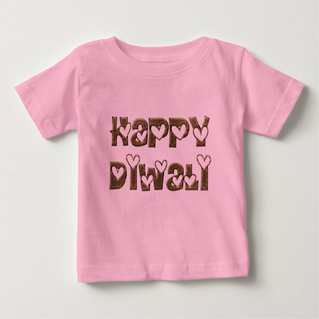 Happy Diwali Gruß Niedlich Hearts Typografie Baby T-shirt (Vorderseite)