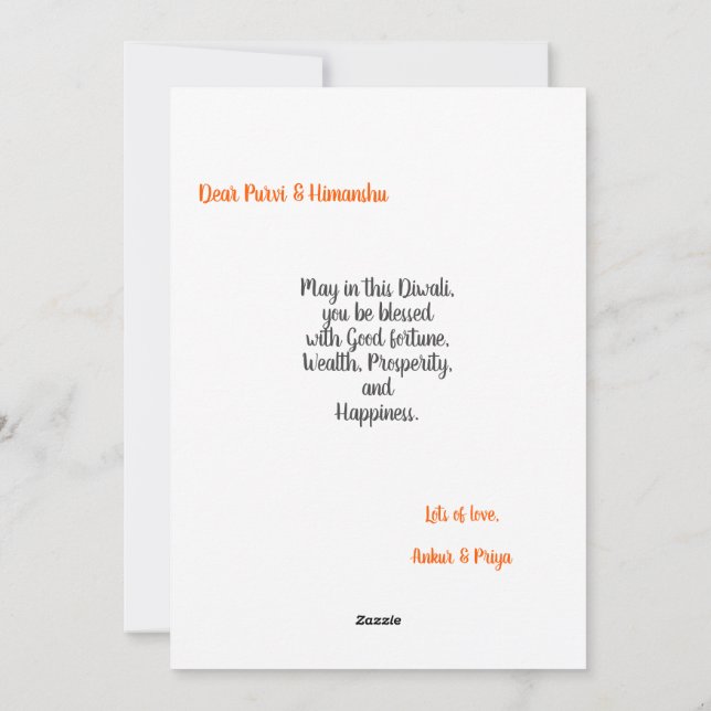 Happy Diwali Grußkarte Diya Chakra Feiertagskarte (Rückseite)