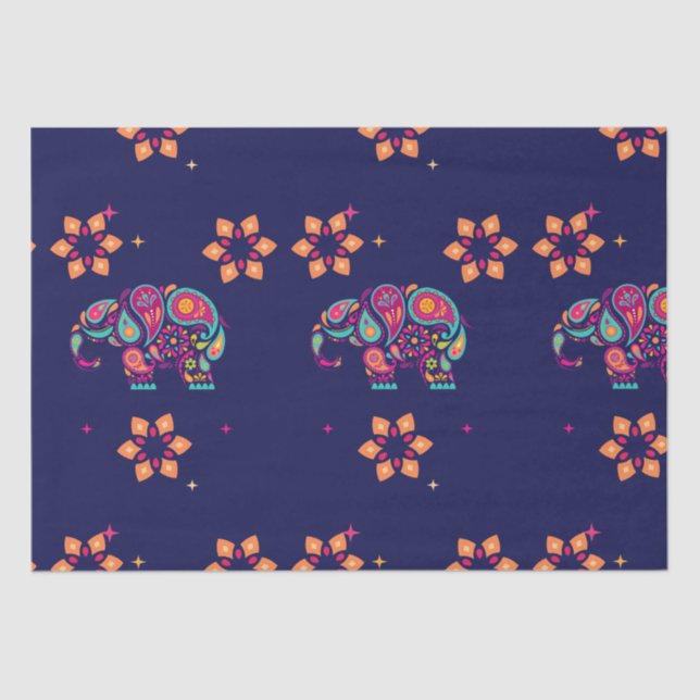 HAPPY DIWALI INDIA INDIAN ELEPHANT MANDALA SEIDENPAPIER (Vorderseite)