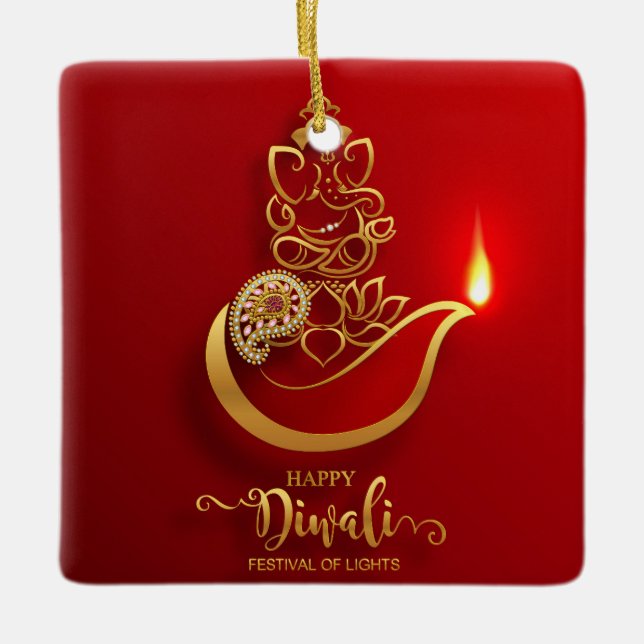 Happy Diwali Keramikornament (Vorderseite)