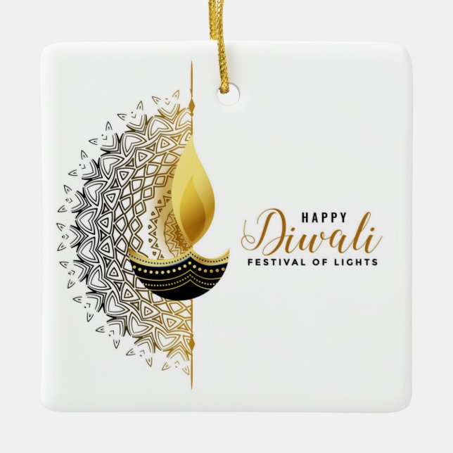 Happy Diwali Keramikornament (Vorderseite)