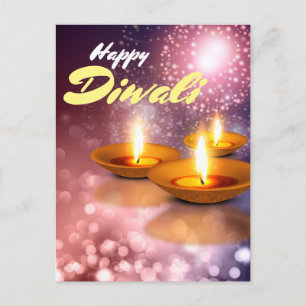 Happy Diwali Lampen glühende Feuerwerk Hintergrund Postkarte