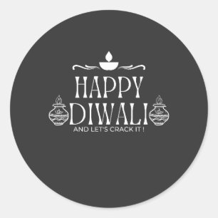 Happy Diwali   Lassen Sie uns es 2024 abbilden Runder Aufkleber