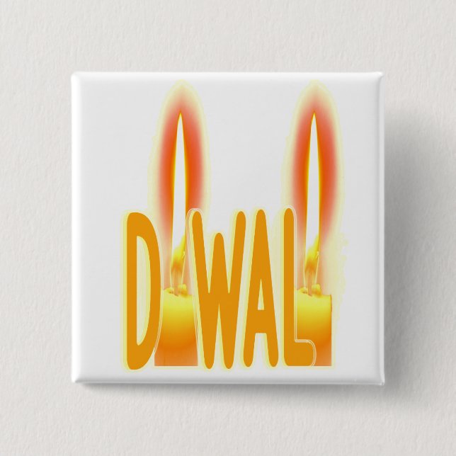 Happy Diwali Lights Kerzen Typografie Candlelight Button (Vorderseite)