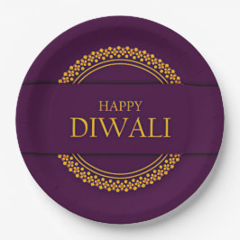 Happy Diwali Lila Gold Elegant 9" Pappteller