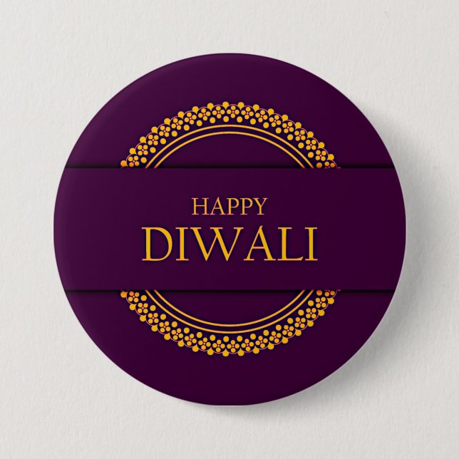 Happy Diwali Lila Gold Elegante Button (Vorderseite)