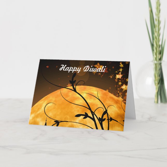 Happy Diwali mit benutzerdefiniertem Mondtext Karte (Vorderseite)