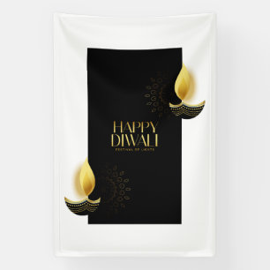Happy Diwali mit Rangoli und Diya Banner