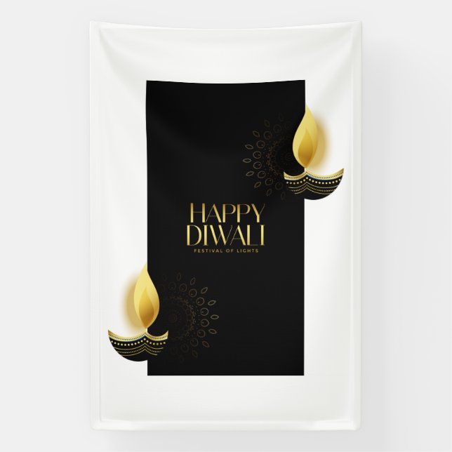 Happy Diwali mit Rangoli und Diya Banner (Vertikal)