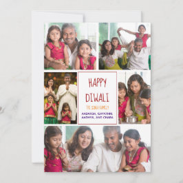 Happy Diwali Modern Foto Collage Red Holiday Card