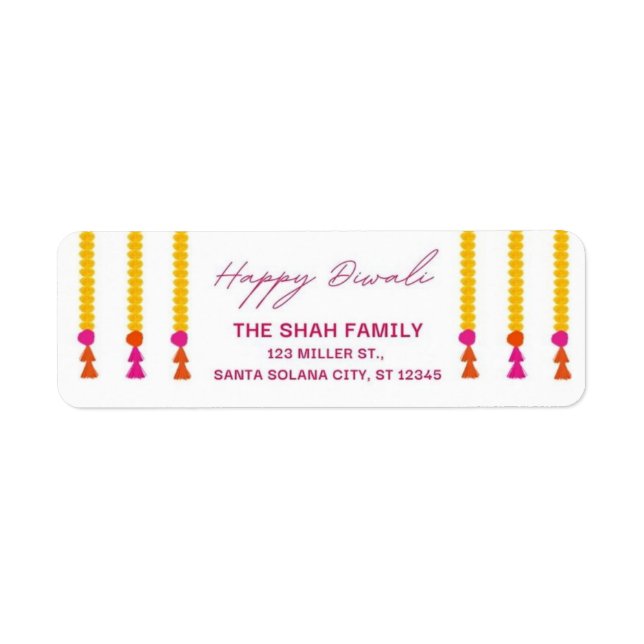 Happy Diwali Modern Return Address Label (Vorne)