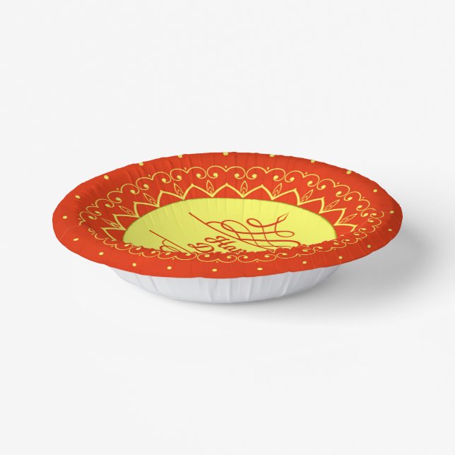 Happy Diwali Orange Cream Mandala Modern Pappteller (Gewinkelt)