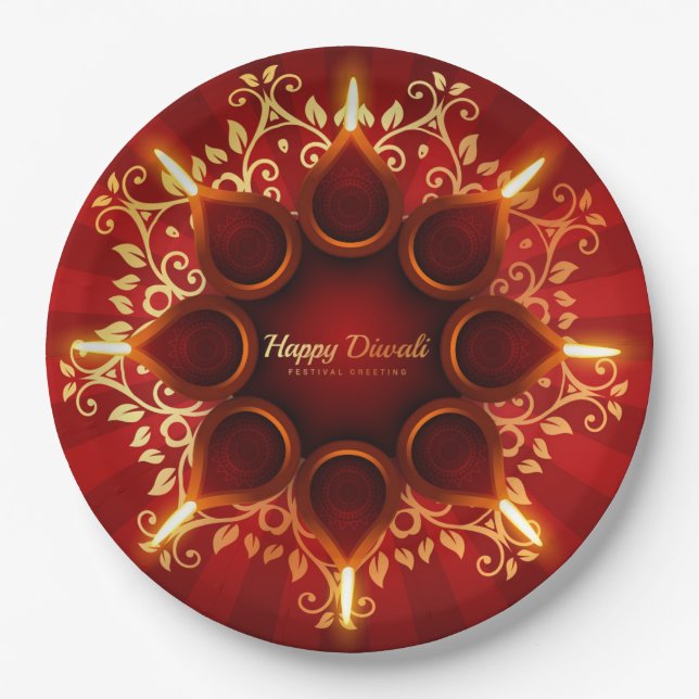 Happy Diwali Paper Plate Pappteller (Vorderseite)