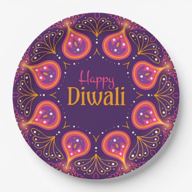 Happy Diwali  Pappteller (Vorderseite)