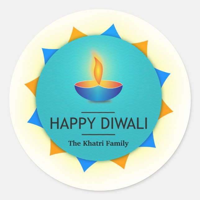 Happy Diwali Personalisiert Runder Aufkleber (Vorderseite)