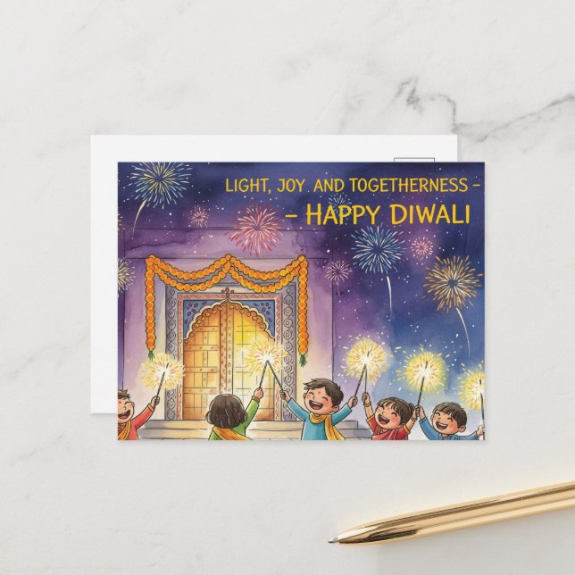 Happy Diwali Postkarte (Vorderseite/Rückseite Beispiel)