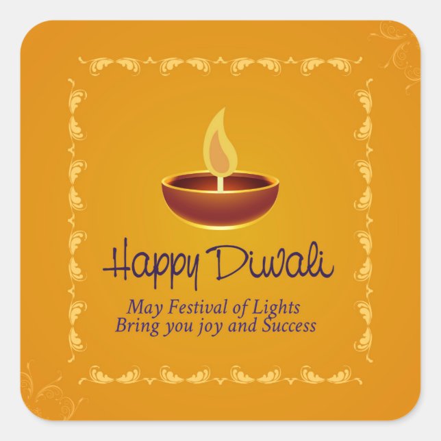 Happy Diwali Quadratischer Aufkleber (Vorderseite)