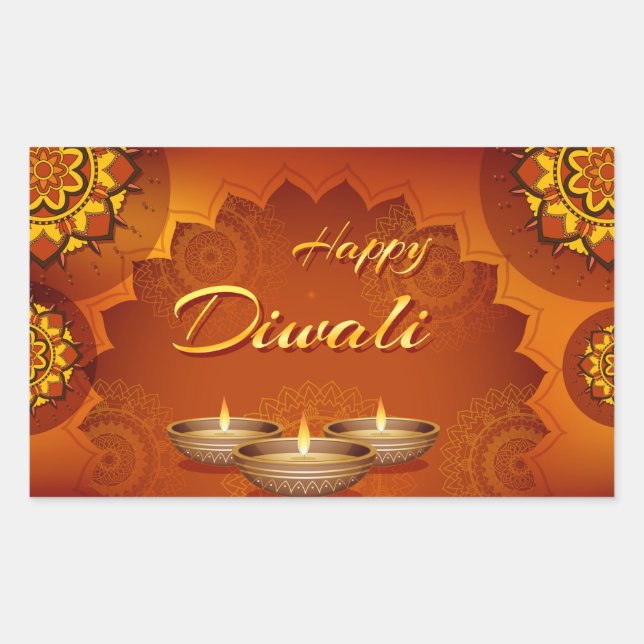Happy Diwali rechteckige Aufkleber (Vorderseite)