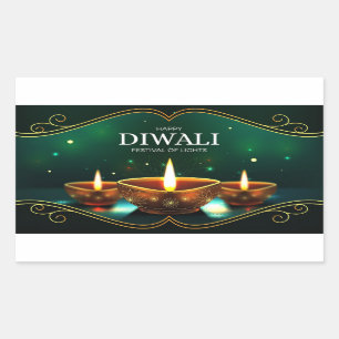 Happy Diwali rechteckige Aufkleber