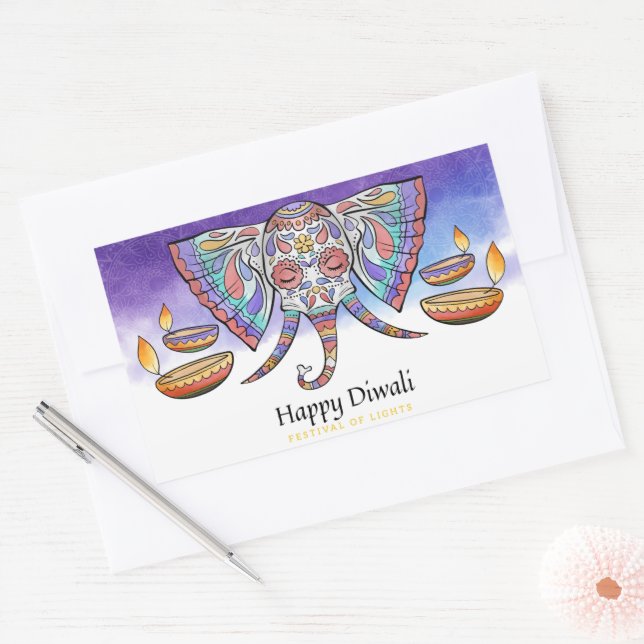 Happy Diwali Rechteckiger Aufkleber (Umschlag)