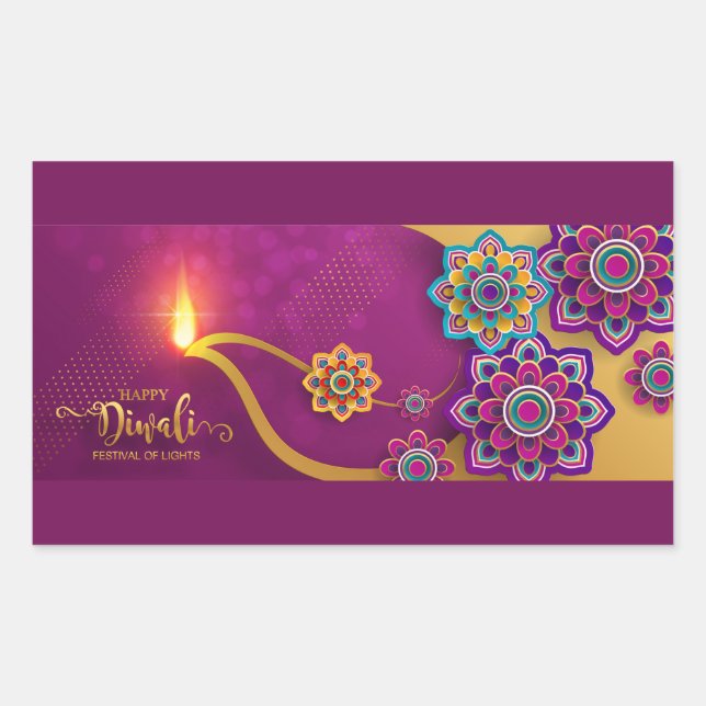 Happy Diwali Rechteckiger Aufkleber (Vorderseite)