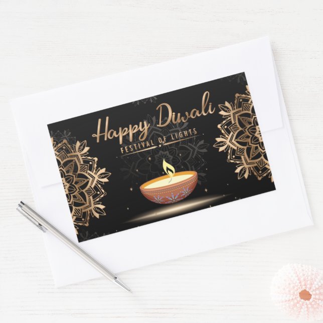 Happy Diwali Rechteckiger Aufkleber (Umschlag)