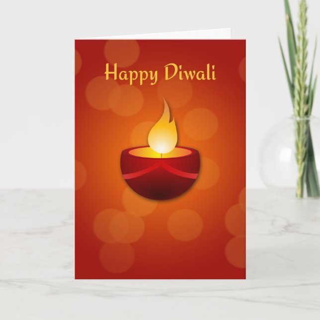Happy Diwali, Rotes Kerzen Feiertagskarte (Vorderseite)