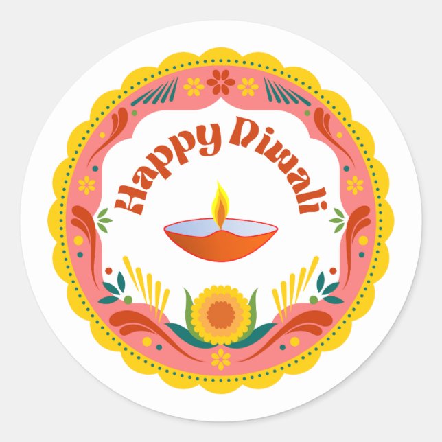 Happy Diwali Round Stickers (Vorderseite)