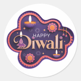 Happy Diwali Runder Aufkleber