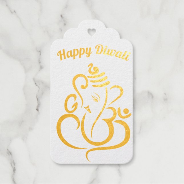 Happy Diwali, Sondertexte, Gold / Maron Geschenkanhänger (Vorderseite)