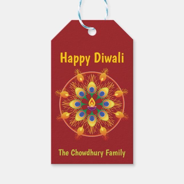 Happy Diwali, Sondertexte, maroon / maroon Gift T Geschenkanhänger (Vorderseite)