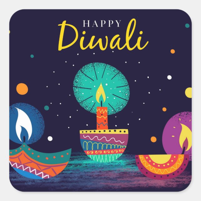 Happy Diwali Square Sticker (Vorderseite)