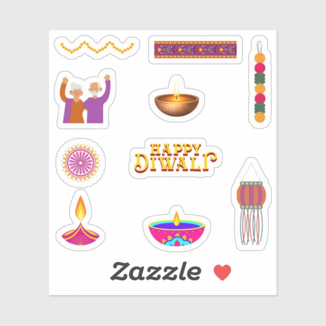 Happy Diwali Stickers Aufkleber (Blatt)