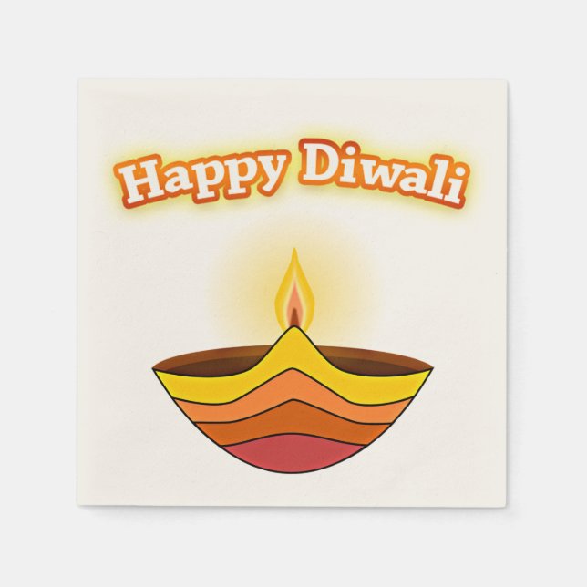 Happy Diwali und Diya Lamp Serviette (Vorderseite)