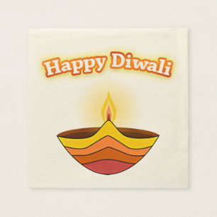 Happy Diwali und Diya Lamp Serviette