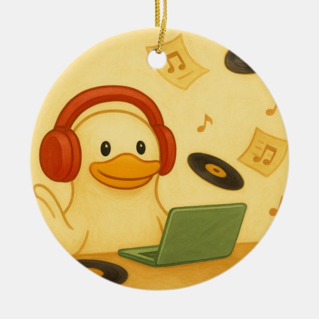 Happy DJ Keramik Ornament (Vorne)