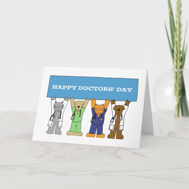 Happy Docs Day Cartoon Pets Karte (Vorderseite)